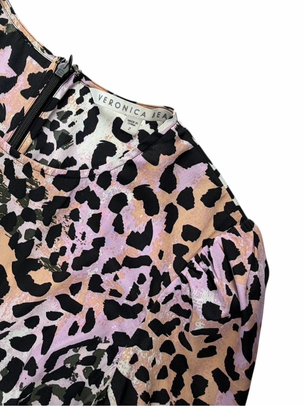 Veronica Beard Women’s Silk Tamar Watercolor Leopard Lilac Dress Size 2/XS - Picture 6 of 12